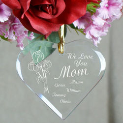 Personalized Heart of Love Glass Ornament