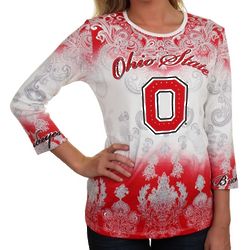 Ohio State Buckeyes Women's Dip Dye Three Quarter Sleeve Shirt