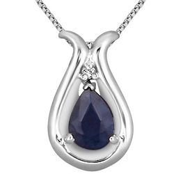 All Natural Pear Shape Sapphire and Diamond Necklace