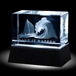 Personalized Make It Happen 3D Crystal Award
