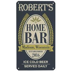 Personalized 14" Home Bar with Wheat Design Metal Sign