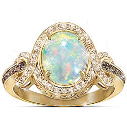 Queen of Gems Ethiopian Opal and Diamond Ring - FindGift.com
