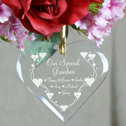 Personalized Grandma Heart Glass Ornament