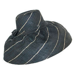 Two-Tone Striped Wide Brim Raffia Sun Hat