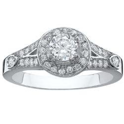 Sterling Silver Imagine Halo Cubic Zirconia Engagement Ring
