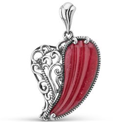 Dyed Red Quartzite Silver Heart Pendant Enhacer
