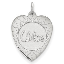 Personalized Name Heart Pendant in White Gold
