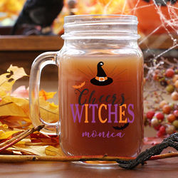 Personalized Cheers Witches Mason Jar