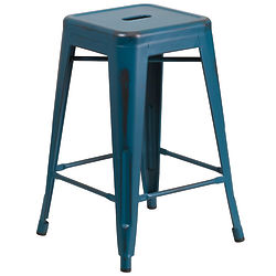 Distressed Metal Counter Stool