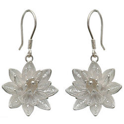 Dancing Gardenia Sterling Silver Flower Earrings