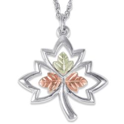 Black Hills Gold on Sterling Maple Leaf Necklace