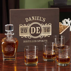 Personalized Marquee Whiskey Decanter and Eastham Glasses