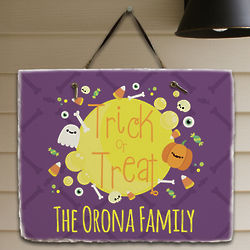 Personalized Trick or Treat Slate Plaque