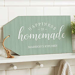Happiness Is Homemade Personalized Wall Art Wood Tag