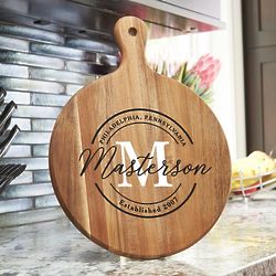 Personalized City State and Family Name Acacia Paddle