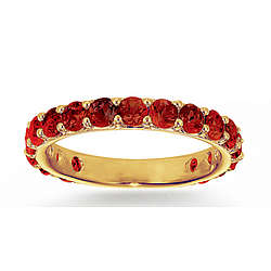 14k Yellow Gold Prong Round Red Garnet Stackable Ring