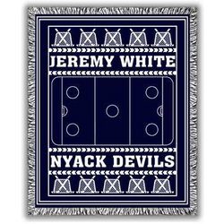 Classic Personalized Two Color Ice Hockey Afghan
