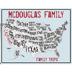 Personalized Sea to Shining Sea Family Map Canvas Wall Art
