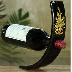Golden Lotus Wooden Wine Bottle Holder