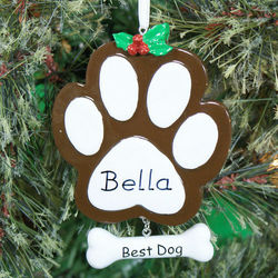 Personalized Paw Print Dog Ornament