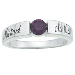 Sterling Silver Personalized Birthstone Ring