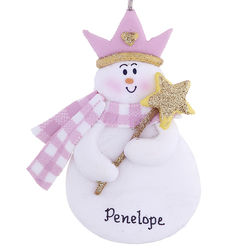 Personalized Princess Snowman Christmas Ornament