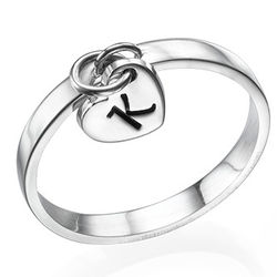 Sterling Silver Initial Charm Ring