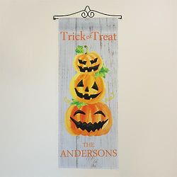Personalized Trick or Treat Pumpkins Wall Flag