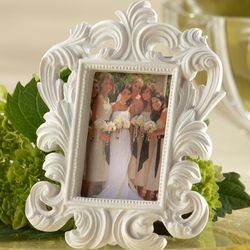 White Baroque Wedding Place Card Holder Frame