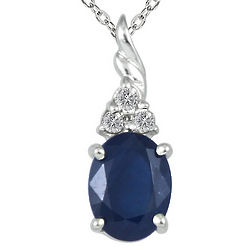 1.25 Carat Sapphire and Diamond Pendant in Sterling Silver