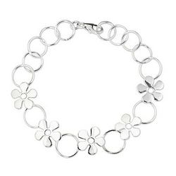 Flower Garland Sterling Silver Link Bracelet
