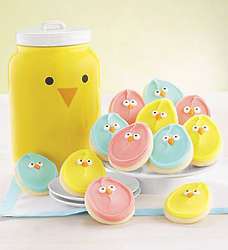Chick Cookie Jar with Frosted Chick Cookies