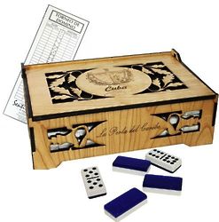 Cuban Dominoes Deluxe Double Nine Set in a Carved Wood Box