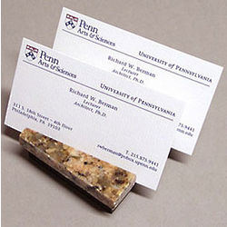 2 Slot Compact Brown Granite Business Card Holder