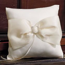 Elegant Satin Bow Ring Pillow