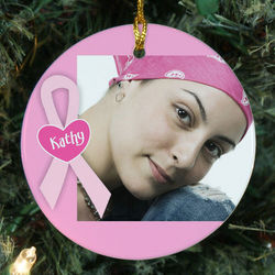 Personalized Ceramic Breast Cancer Photo Ornament