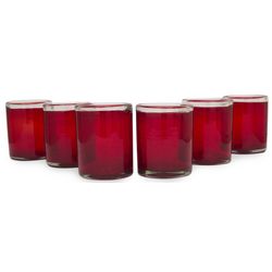 6 Ruby Style Mexican Hand Blown Drinking Glasses