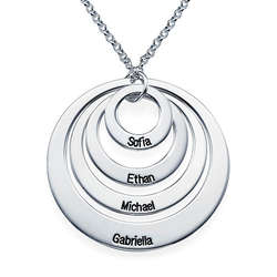 Four Open Circles Necklace with Engraving
