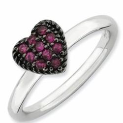 Ruby Heart Stack Ring in Sterling Silver