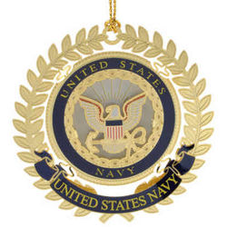 24 Karat Gold-Plated United States Navy Emblem Ornament