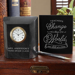 Teacher's Time to Change the World Personalized Marble Clock