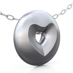 "O" Heart Sterling Silver Pendant and Chain