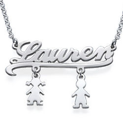 Personalized Name Necklace with Silver Kid Charms
