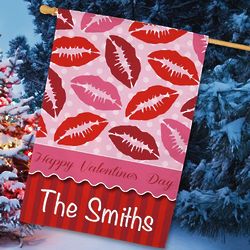 Personalized Valentine's Day Kisses House Flag