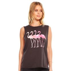 Flamingo Friends Muscle Shirt in Black