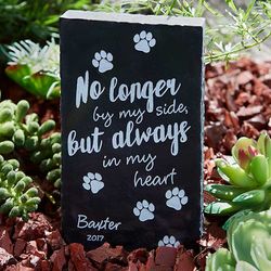Personalized Paw Prints On My Heart Marble Garden Plaque