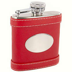 Personalized 2.5 oz. Red Leather Flask