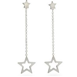 Tiffany Inspired Double Star Drop Sterling Silver Earrings