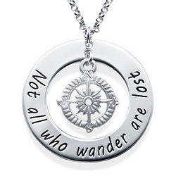 Not All Who Wander Are Lost Engraved Disc Necklace