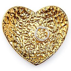 Hammered Gold Heart Ring Holder